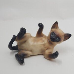 Vintage Lefton's Siamese Playing Kitten Cat Figurine Porcelain 1960's #H4032